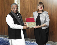 23 September 2019 National Assembly Speaker Maja Gojkovic and the Deputy Chairman of Indian Council of Harivansh Narayan Singh